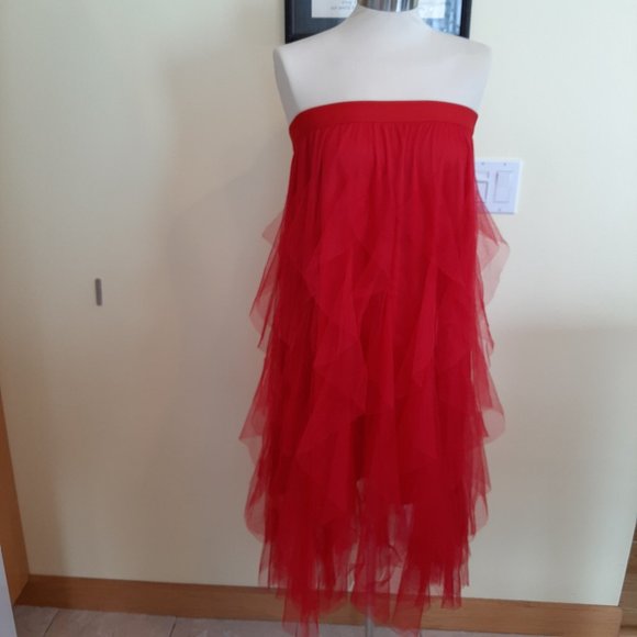 NWT!!! ODDY 2-way Styling RED Tulle Skirt/Strapless Dress - Picture 1 of 11